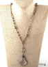 Boho Necklace, RH Antique Brass Silver Stone Glass